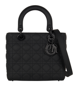 Ultramatte Medium Lady Dior, Leather, Black, 28MA0291, S/DB/E, 3*